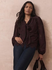 Mint Velvet Red Lace Pussybow Blouse - Image 4 of 7