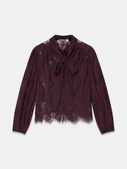 Mint Velvet Red Lace Pussybow Blouse - Image 6 of 7