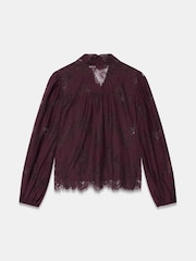 Mint Velvet Red Lace Pussybow Blouse - Image 7 of 7