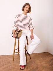Mint Velvet White Stripe Blouson Sweatshirt - Image 2 of 7