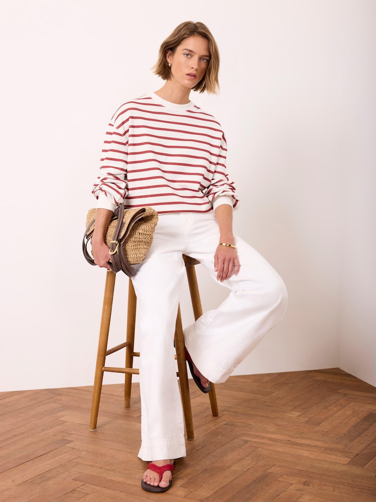 Mint Velvet White Stripe Blouson Sweatshirt - Image 2 of 7 Mint Velvet White Stripe Blouson Sweatshirt - Image 2 of 7