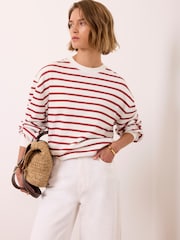Mint Velvet White Stripe Blouson Sweatshirt - Image 3 of 7