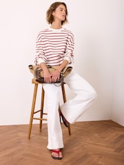 Mint Velvet White Stripe Blouson Sweatshirt - Image 4 of 7