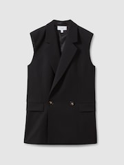Reiss Black Karyn Wool Blend Double Breasted Waistcoat - Image 2 of 6
