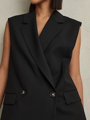 Reiss Black Karyn Wool Blend Double Breasted Waistcoat - Image 4 of 6