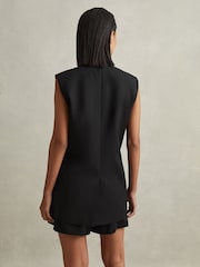 Reiss Black Karyn Wool Blend Double Breasted Waistcoat - Image 5 of 6