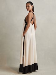Reiss Neutral/Black Aubree Relaxed Colourblock Maxi Dress - Image 4 of 6