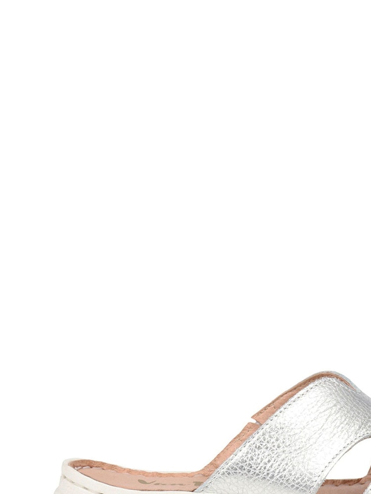Pavers Silver Leather Platform Sliders - Image 1 of 5
