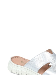Pavers Silver Leather Platform Sliders - Image 2 of 5