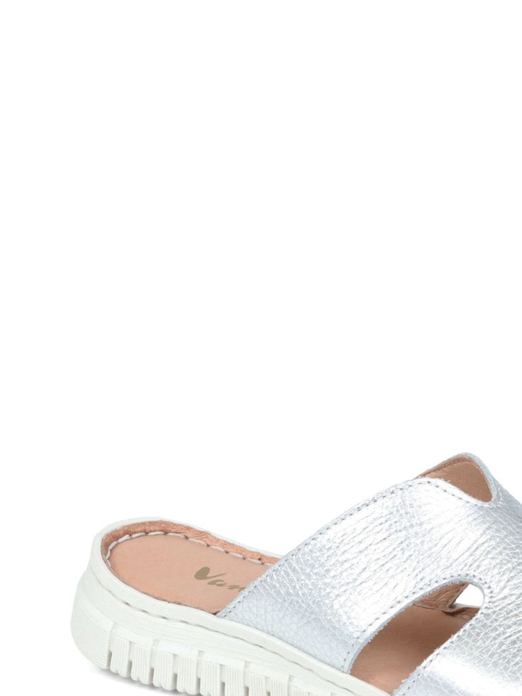 Pavers Silver Leather Platform Sliders - Image 2 of 5