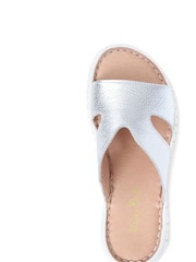 Pavers Silver Leather Platform Sliders - Image 4 of 5