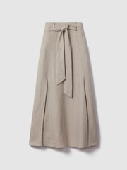 Reiss Neutral Abigail High Rise Linen Maxi Skirt - Image 2 of 7