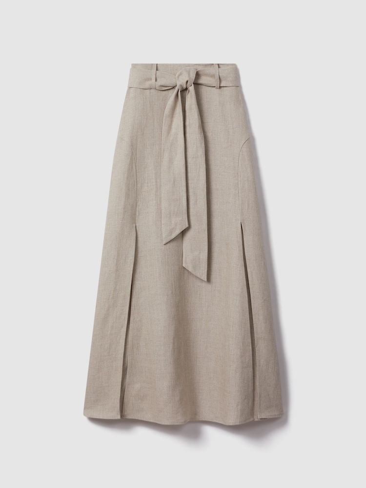 Neutrale Farbe - Reiss Abigail Maxirock aus Leinen mit hohem Bund - Bild 2 von 7 Neutrale Farbe - Reiss Abigail Maxirock aus Leinen mit hohem Bund - Bild 2 von 7