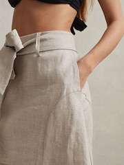 Reiss Neutral Abigail High Rise Linen Maxi Skirt - Image 3 of 7