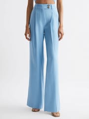 Reiss Blue Hollie Wide Leg Linen Trousers - Image 3 of 7