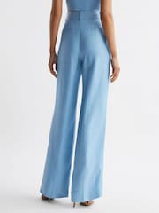 Reiss Blue Hollie Wide Leg Linen Trousers - Image 5 of 7