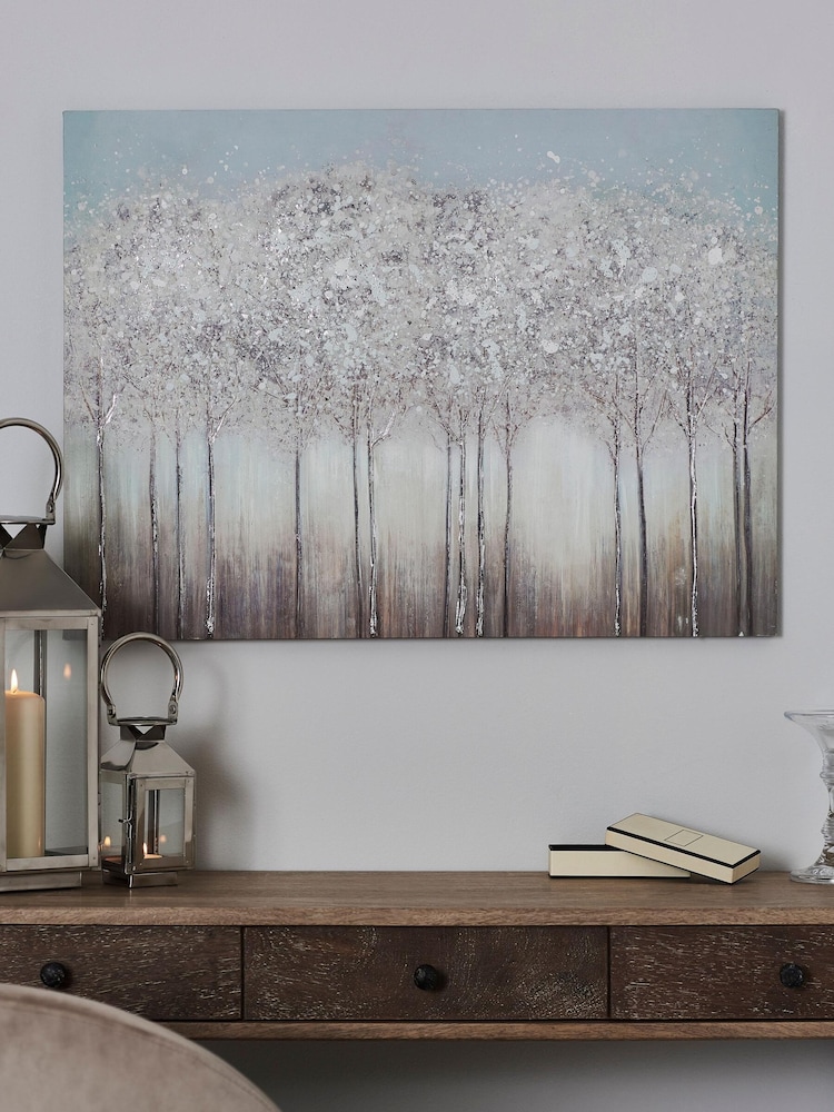 Silver Trees Embellished Canvas - Image 1 of 5 Silver Trees Embellished Canvas - Image 1 of 5