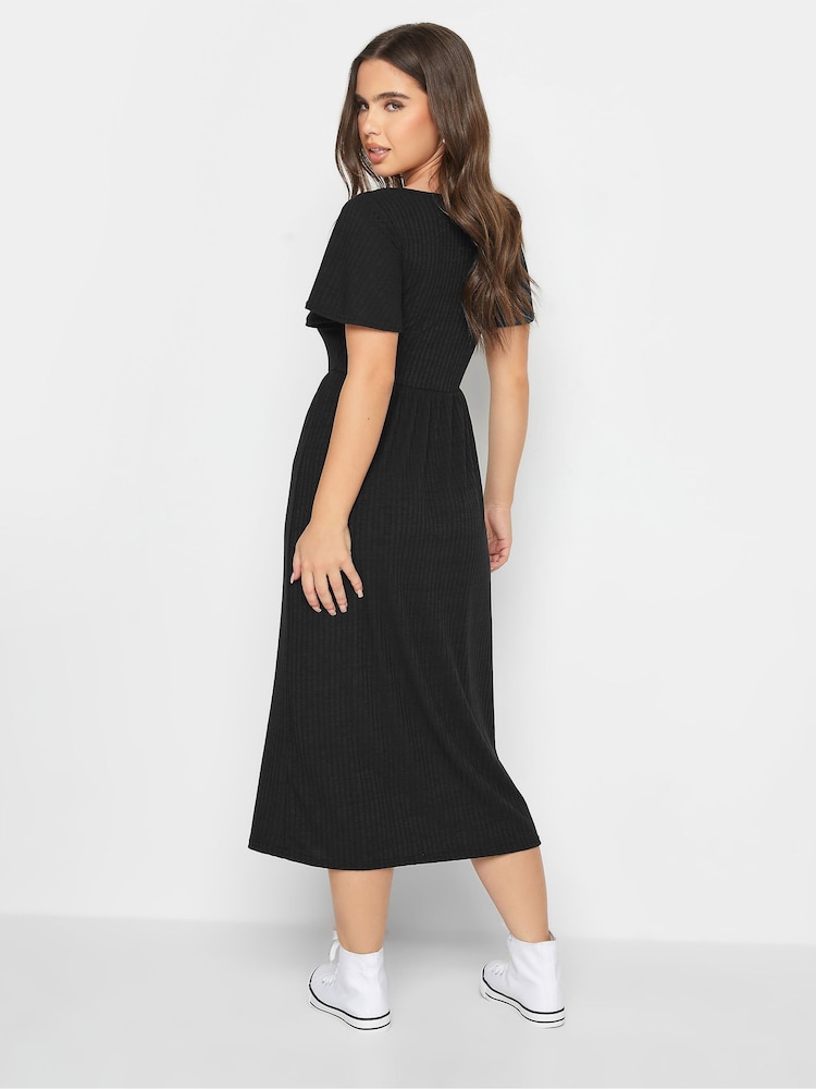 PixieGirl Petite Black Button Down Midi Dress - Image 2 of 4