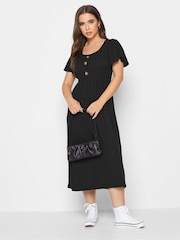 PixieGirl Petite Black Button Down Midi Dress - Image 3 of 4