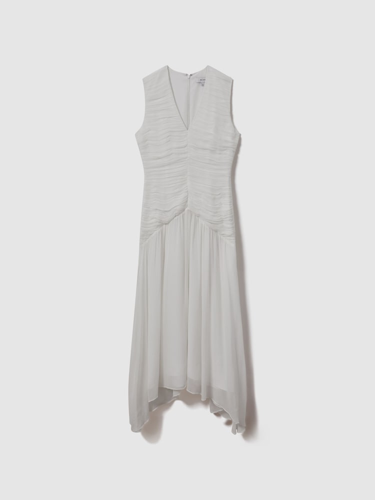 Reiss Ivory Saffy Ruched Bodycon Midi Dress - Image 2 of 6