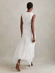 Reiss Ivory Saffy Ruched Bodycon Midi Dress - Image 4 of 6