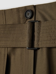Reiss Khaki Maria Wide Leg Paper Bag Trousers - Image 6 of 6