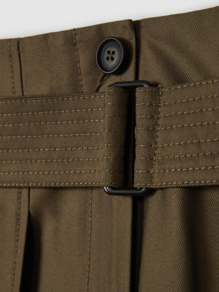 Reiss Khaki Maria Wide Leg Paper Bag Trousers - Image 6 of 6