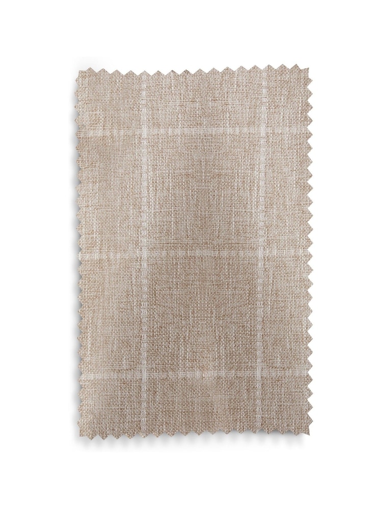 Natural Windowpane Check Lined Eyelet Curtains - Image 5 of 5