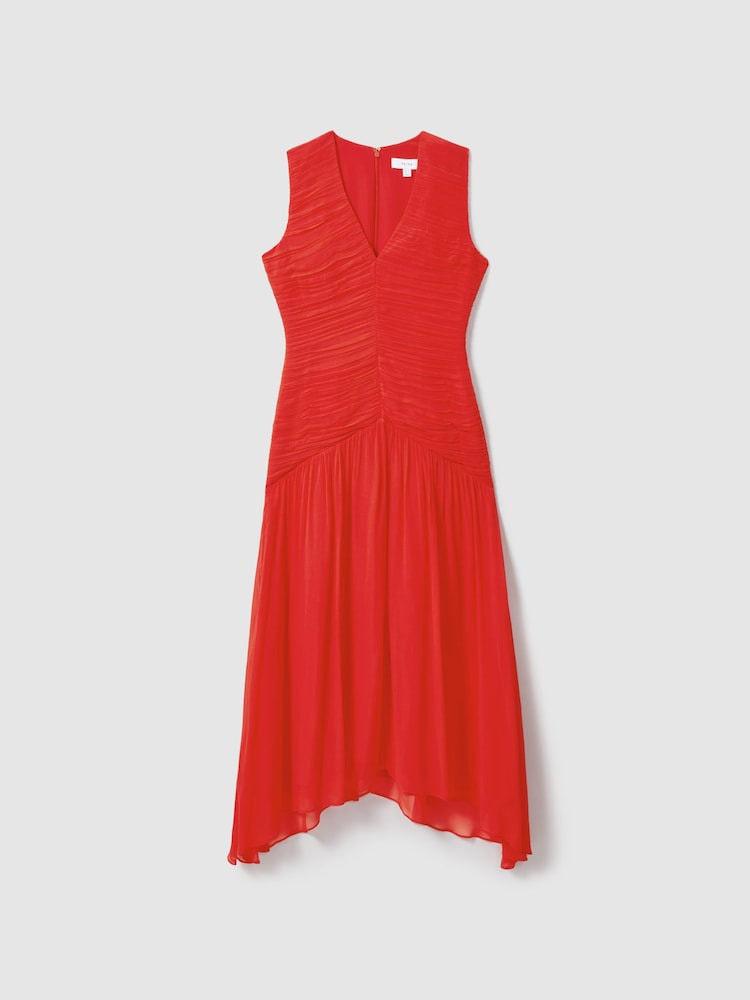 Reiss Coral Saffy Ruched Bodycon Midi Dress - Image 2 of 6