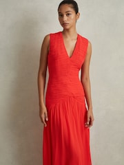 Reiss Coral Saffy Ruched Bodycon Midi Dress - Image 3 of 6