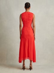 Reiss Coral Saffy Ruched Bodycon Midi Dress - Image 4 of 6