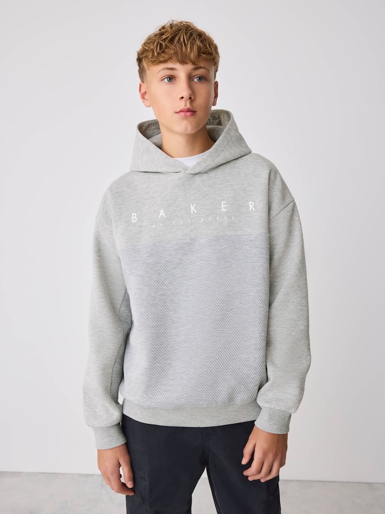 Baker by Ted Baker Grey Oversized Textured Hoodie - Image 1 of 11 Baker by Ted Baker Grey Oversized Textured Hoodie - Image 1 of 11