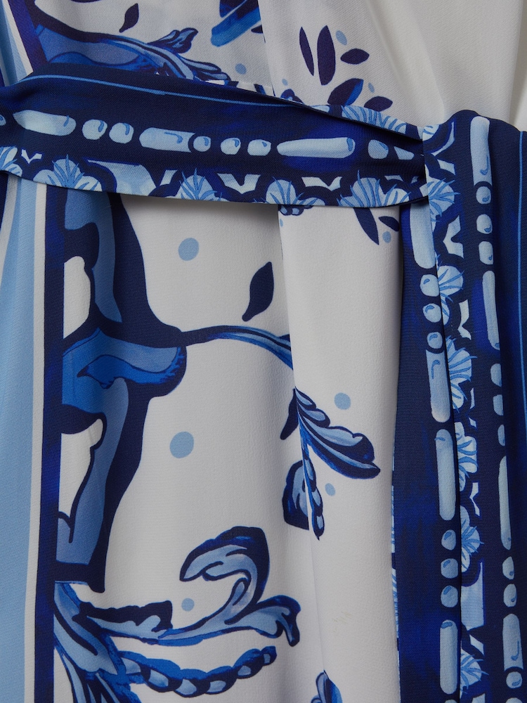 Reiss Blue Diana Tile Print Off-The-Shoulder Jumpsuit - Image 5 of 5