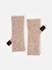 Oliver Bonas Mocha Brown Ribbed Knitted Wrist Warmers - Image 1 of 6