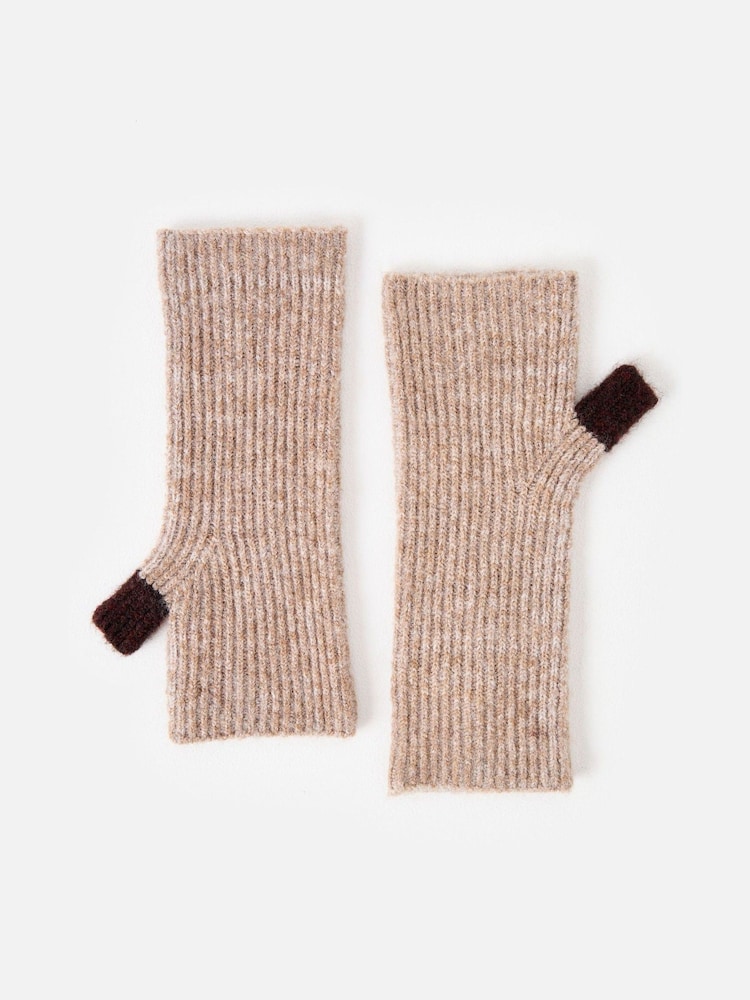 Oliver Bonas Mocha Brown Ribbed Knitted Wrist Warmers - Image 1 of 6 Oliver Bonas Mocha Brown Ribbed Knitted Wrist Warmers - Image 1 of 6