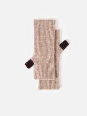 Oliver Bonas Mocha Brown Ribbed Knitted Wrist Warmers - Image 2 of 6