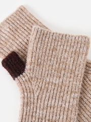 Oliver Bonas Mocha Brown Ribbed Knitted Wrist Warmers - Image 3 of 6