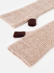 Oliver Bonas Mocha Brown Ribbed Knitted Wrist Warmers - Image 5 of 6