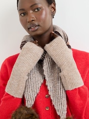 Oliver Bonas Mocha Brown Ribbed Knitted Wrist Warmers - Image 6 of 6
