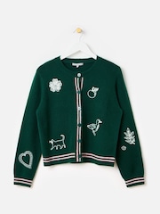 Oliver Bonas Embroidered Crew Neck Knitted Cardigan - Image 1 of 6