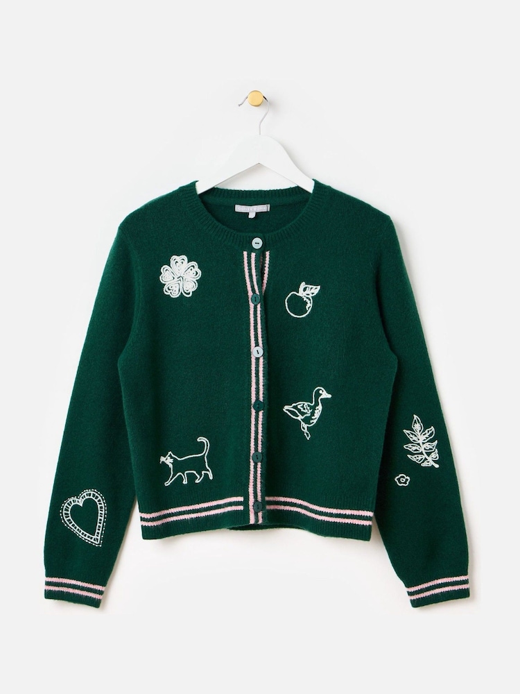 Oliver Bonas Embroidered Crew Neck Knitted Cardigan - Image 1 of 6