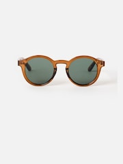 Oliver Bonas Brown Round Preppy Sunglasses - Image 1 of 5