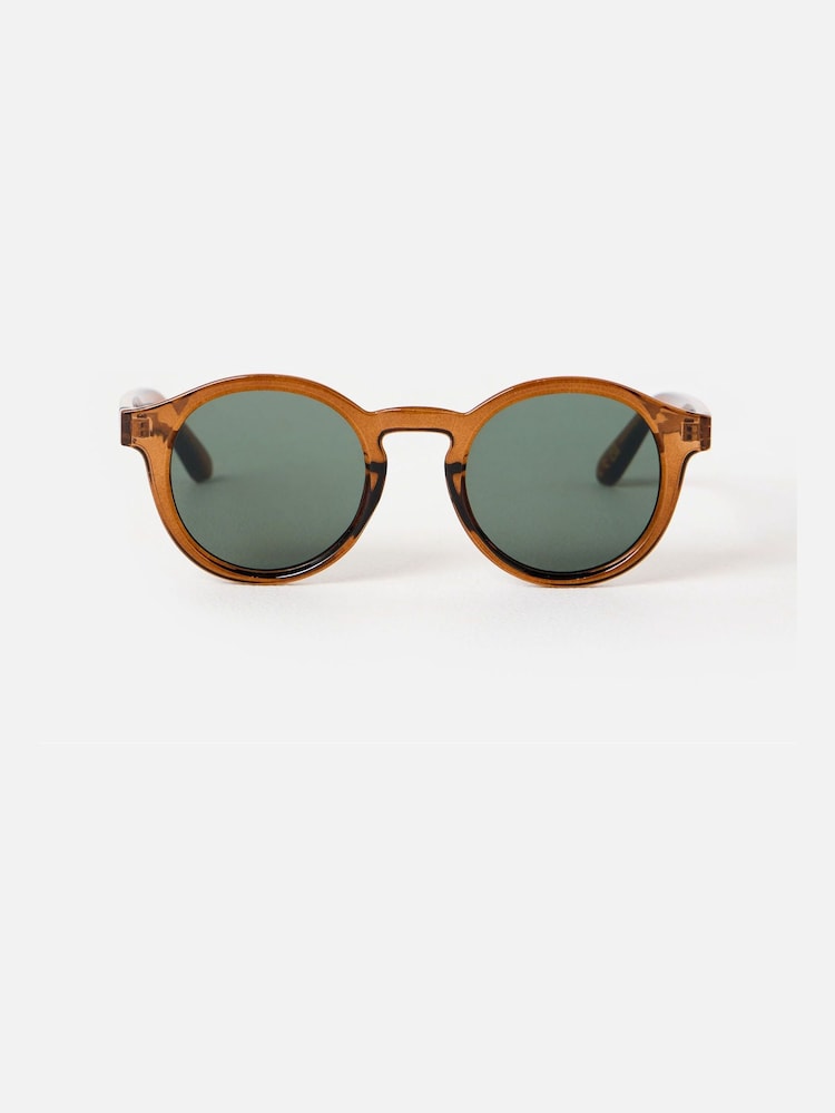 Oliver Bonas Brown Round Preppy Sunglasses - Image 1 of 5 Oliver Bonas Brown Round Preppy Sunglasses - Image 1 of 5