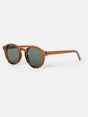 Oliver Bonas Brown Round Preppy Sunglasses - Image 2 of 5