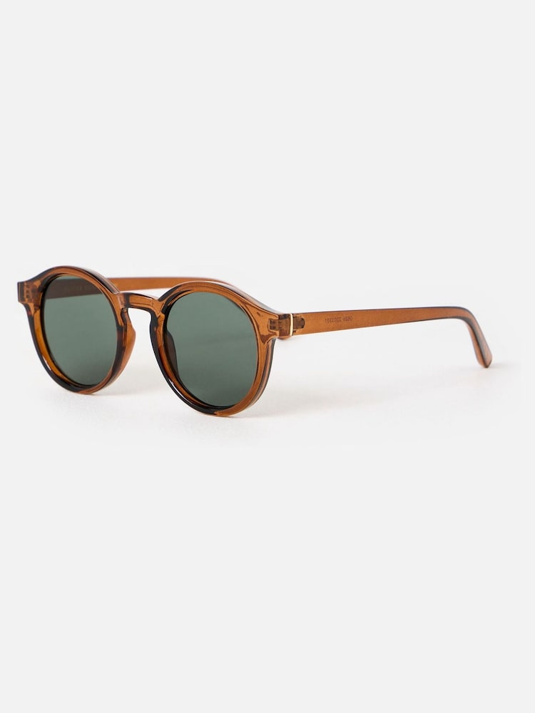 Oliver Bonas Brown Round Preppy Sunglasses - Image 2 of 5 Oliver Bonas Brown Round Preppy Sunglasses - Image 2 of 5