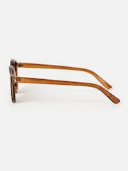 Oliver Bonas Brown Round Preppy Sunglasses - Image 3 of 5