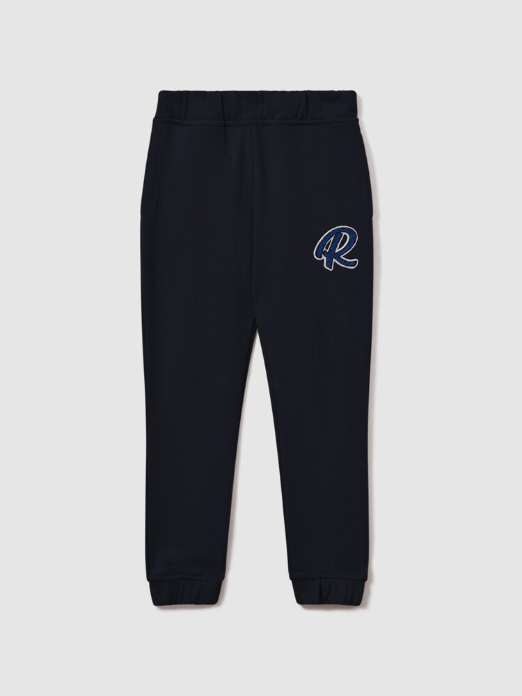 Reiss Navy Toby 13-14 yrs Cotton Elasticated Waist Motif Joggers - Image 1 of 4