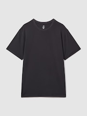 Reiss Black Che CHÉ Studios Crew Neck T-Shirt with TENCEL™ Fibers - Image 2 of 3