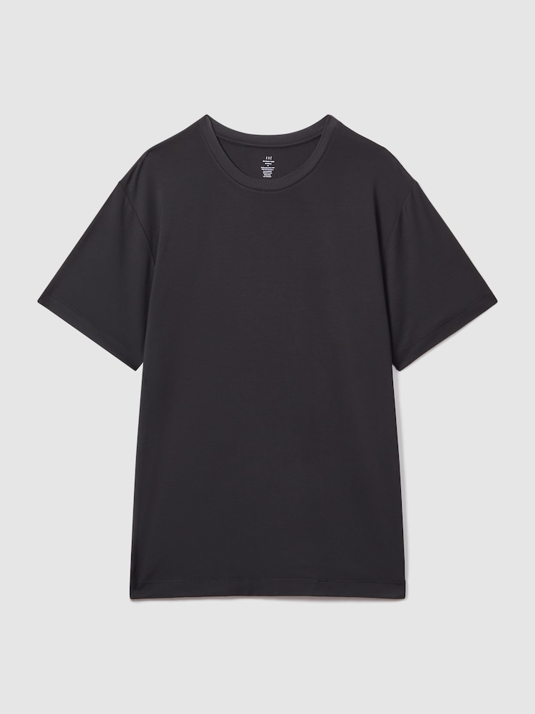 Reiss Black Che CHÉ Studios Crew Neck T-Shirt with TENCEL™ Fibers - Image 2 of 3