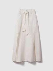 Reiss White Abigail High Rise Linen Maxi Skirt - Image 2 of 6